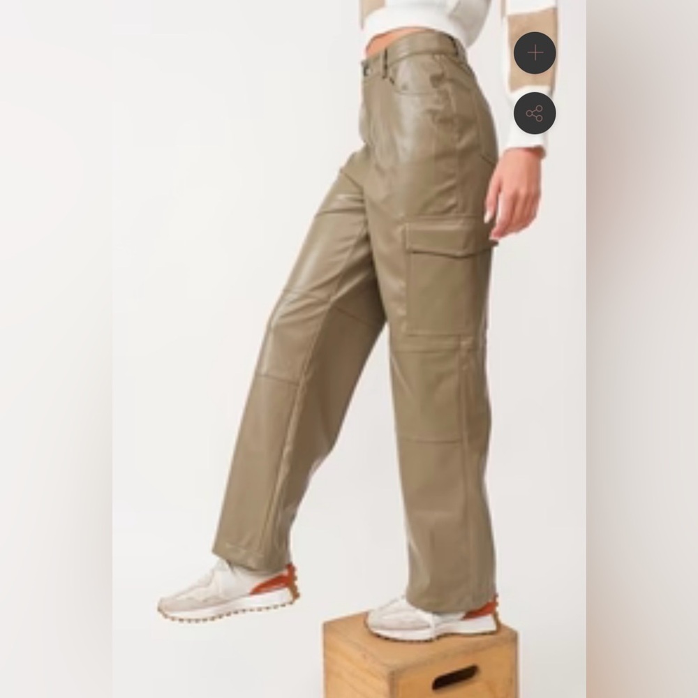 Abercrombie & Fitch Olive Cargo Vegan Leather Pants